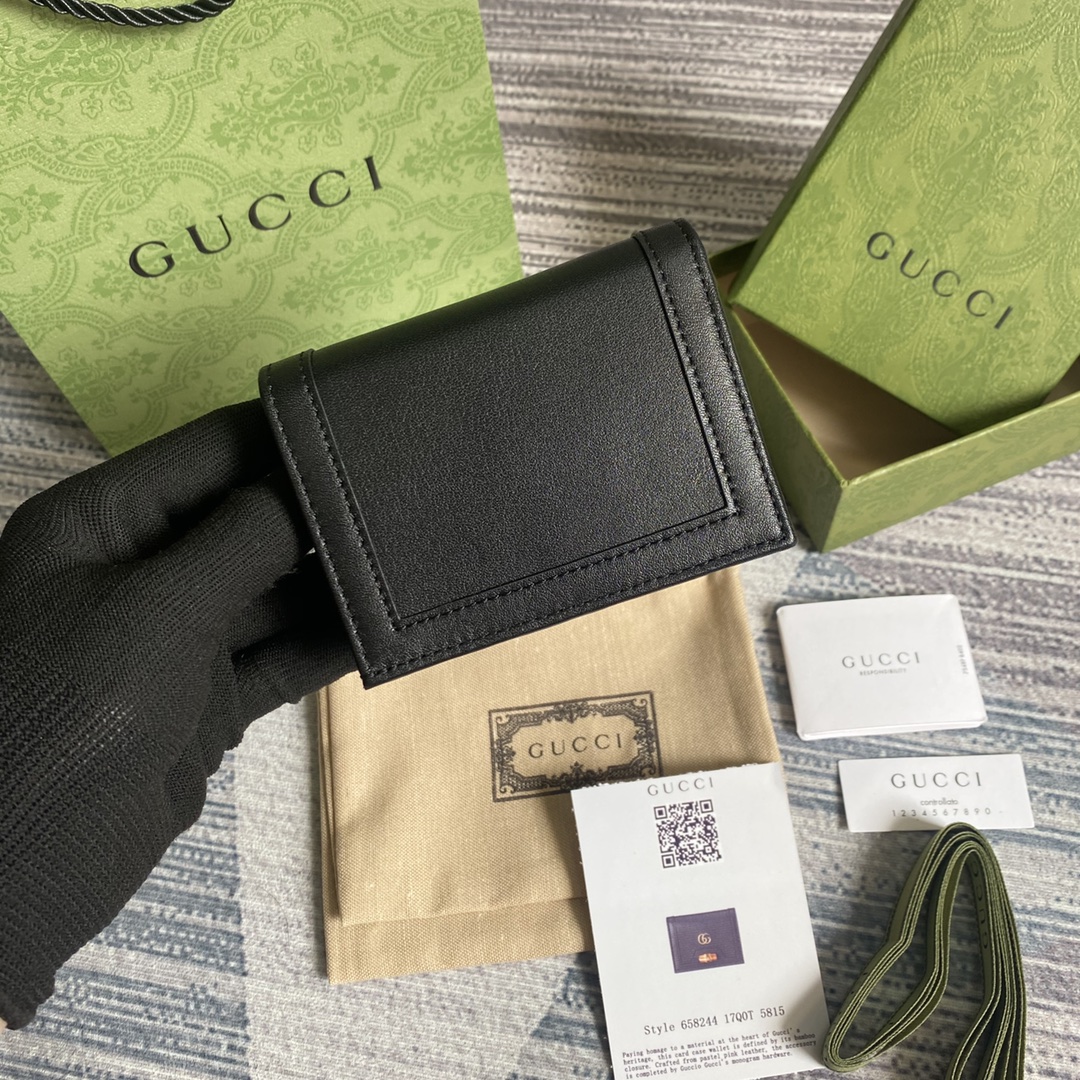 Gucci Diana Card Case Wallet 658244 Black